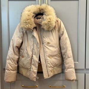 lux fur hooded theory puffer coat